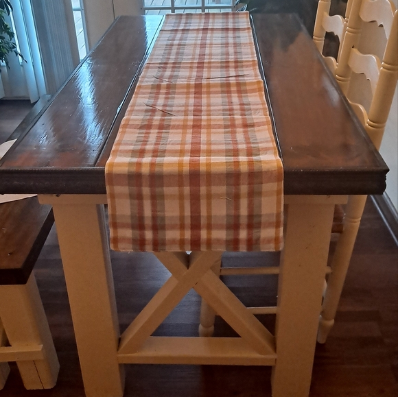 🍽🟤🟠⚪️Multi-Color Table Runner With Plaid Design - Picture 2 of 5